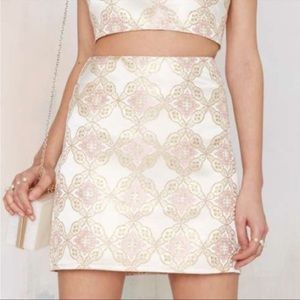 Glamorous jacquard gold & pink mini skirt - XS